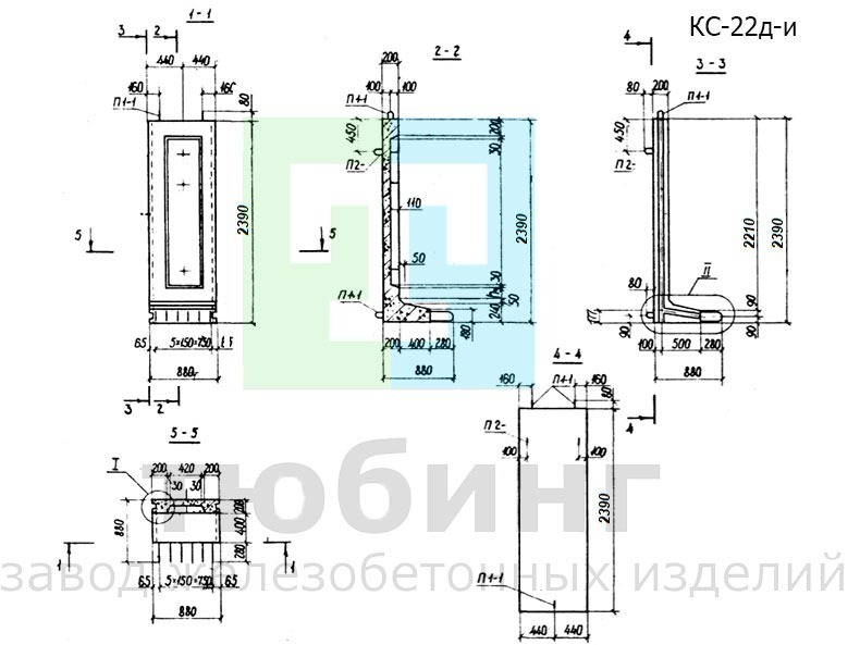 Коллекторный стеновой блок КС-22д-и по серии РК 1101-87