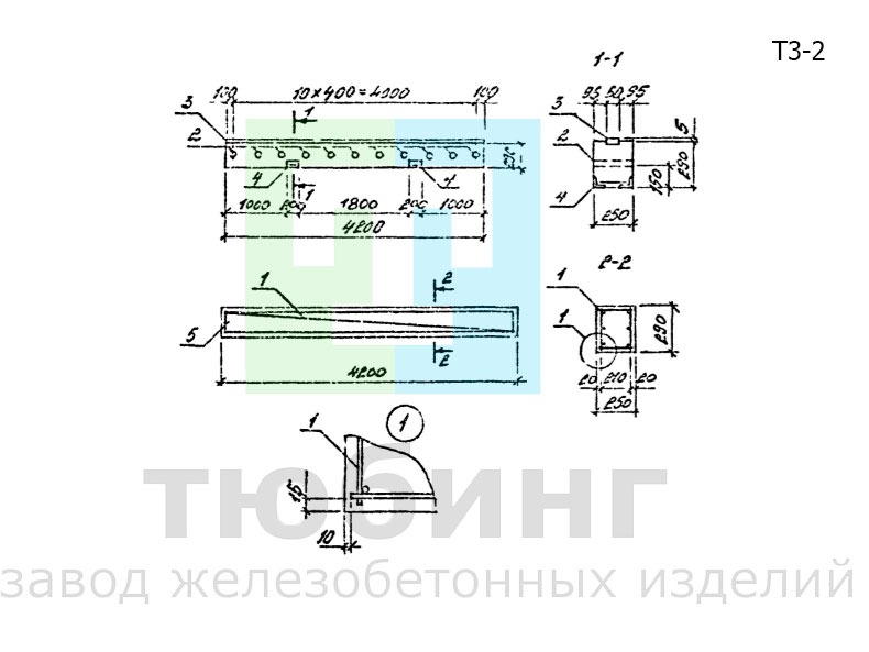Траверса Т3-2 для одноярусных эстакад под технологические трубопроводы по серии 3.015-16.94, вып.2