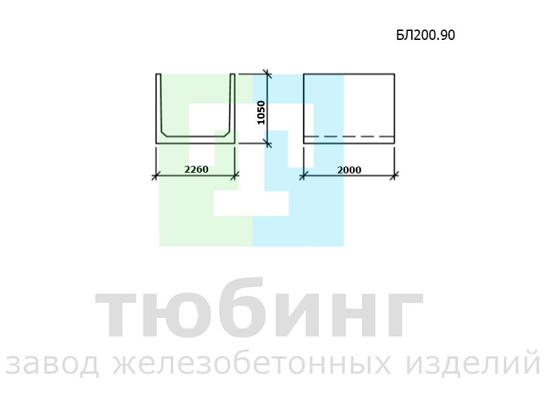 Блок лотка БЛ200.90 по шифру 2338 вып.1