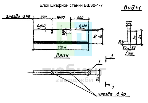 Блок шкафной стенки БШ30-1-7 по серии 3.503.1-79 вып.2