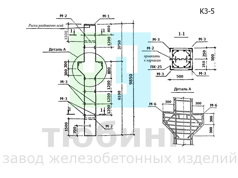 Колонна К3-5 для подвальных помещений производственного назначения по серии ТКП-73