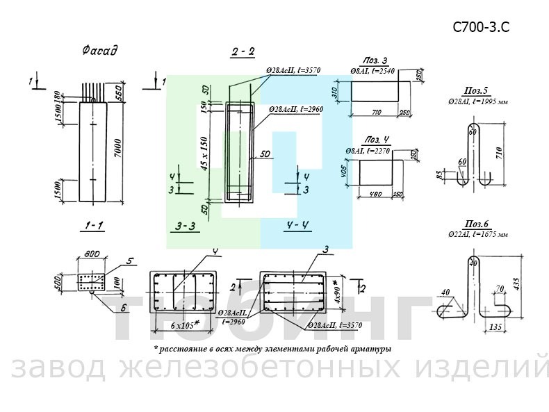 Блок стойки С700-3.С по серии 3.503.1-95, вып.2-2