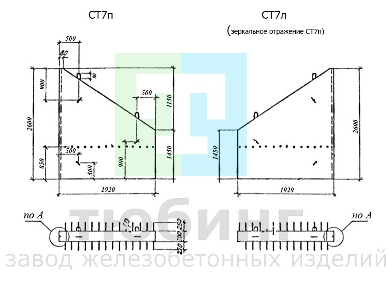 Стенка откосная СТ7п.л по серии 3.501.1-179.94, вып.1-1 Стенка откосная СТ7п.л по серии 3.501.1-179.94, вып.1-1