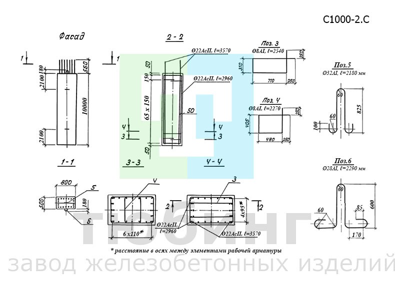 Блок стойки С1000-2.С по серии 3.503.1-95, вып.2-2