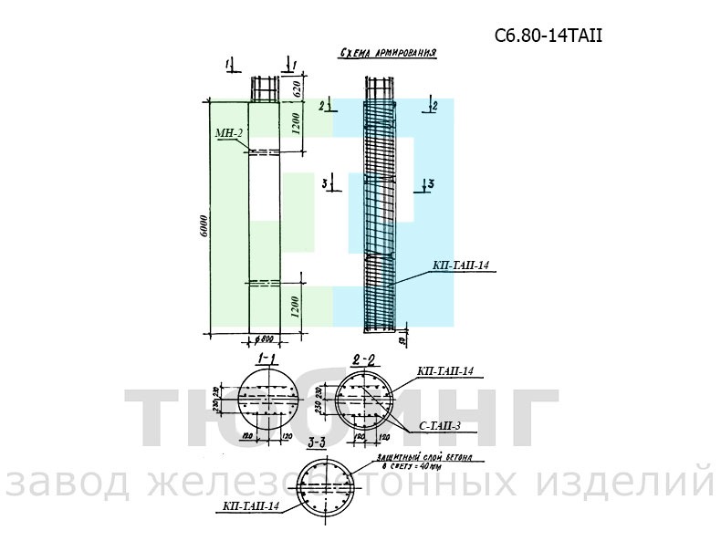 Стойка С6.80-14ТAII по серии 3.503.1-100, вып.3