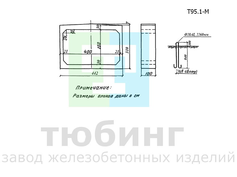 Звено средней части Т95.1-М по серии 3.501.1-126, вып.1