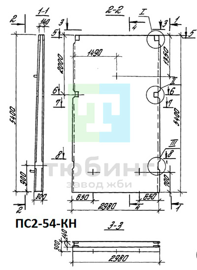 Панель стеновая плоская ПС2-54-КН1