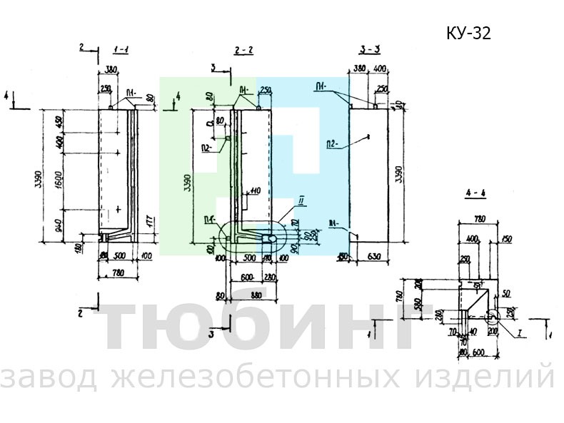 Угловой коллекторный стеновой блок КУ-32 по серии РК 1101-87