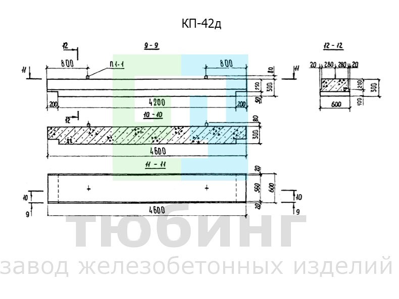 Коллекторная плита перекрытия КП-42д по серии РК 1101-87 Коллекторная плита перекрытия КП-42д по серии РК 1101-87