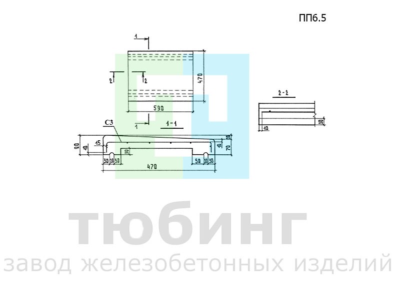 Плита парапетная ПП6.5 по серии 1.238-1 вып.3