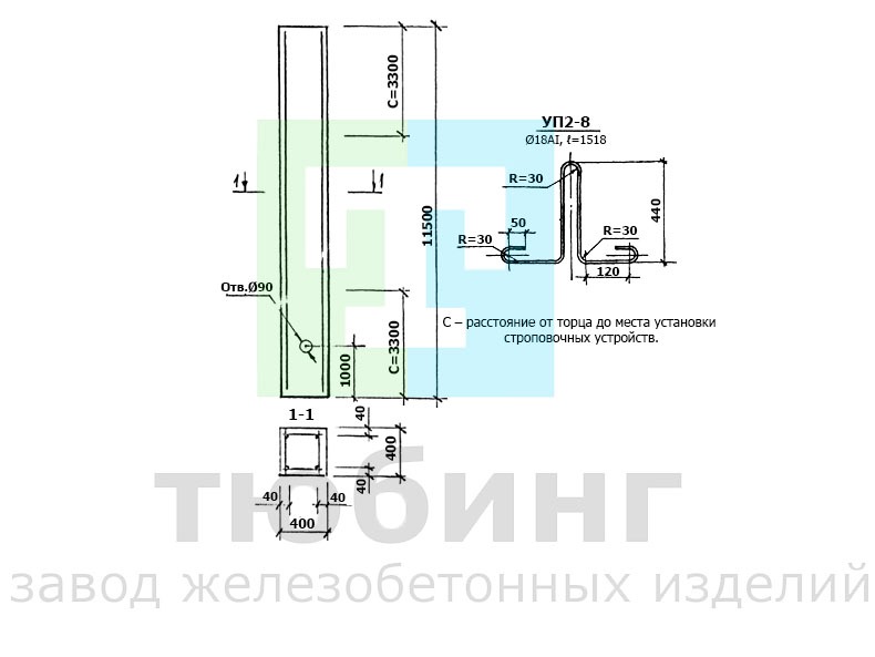 Колонна фахверка 3КФ115-1,2,3,4,5 по серии 1.427.1-3 вып.3