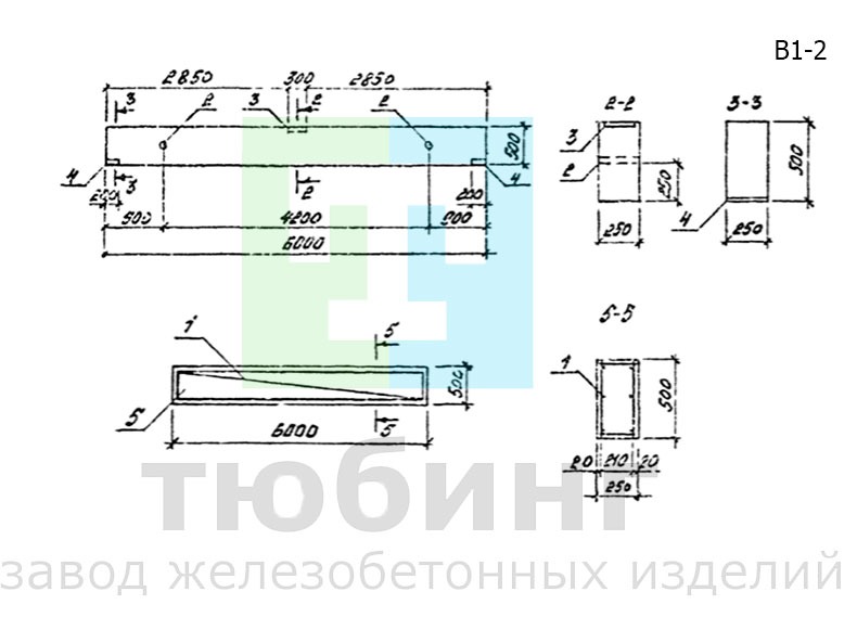 Вставка В1-2 для одноярусных эстакад под технологические трубопроводы по серии 3.015-16.94, вып.2