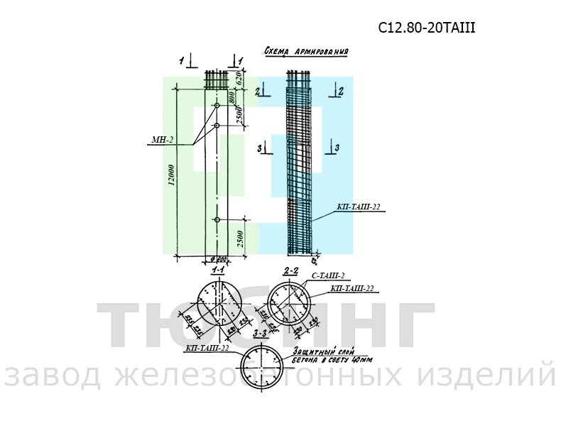Стойка С12.80-20ТAIII по серии 3.503.1-100, вып.3