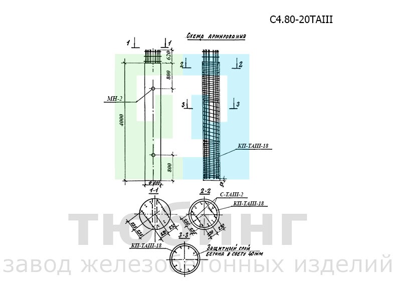 Стойка С4.80-20ТAIII по серии 3.503.1-100, вып.3