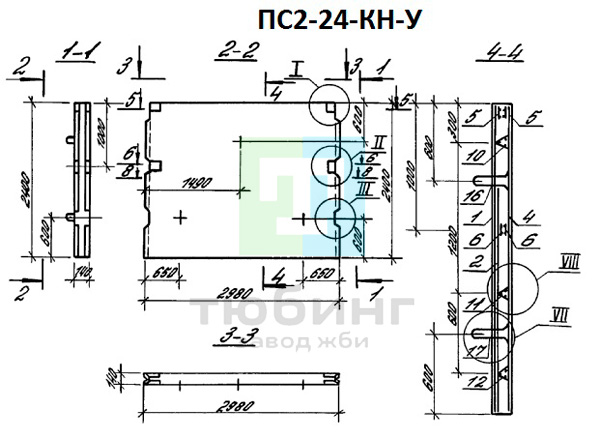 Панель стеновая плоская ПС2-24-КН3У 