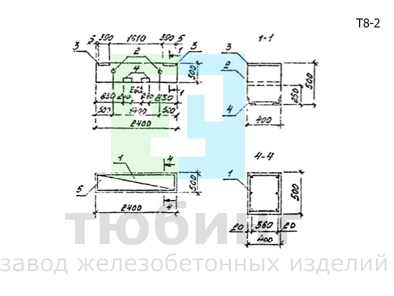 Траверса Т8-2 для одноярусных эстакад под технологические трубопроводы по серии 3.015-16.94, вып.2