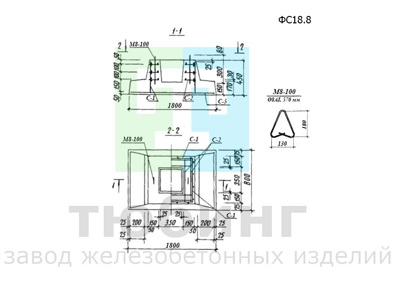 Фундамент железобетонный ФС18.8 по серии 501-07-3.83 альбом II