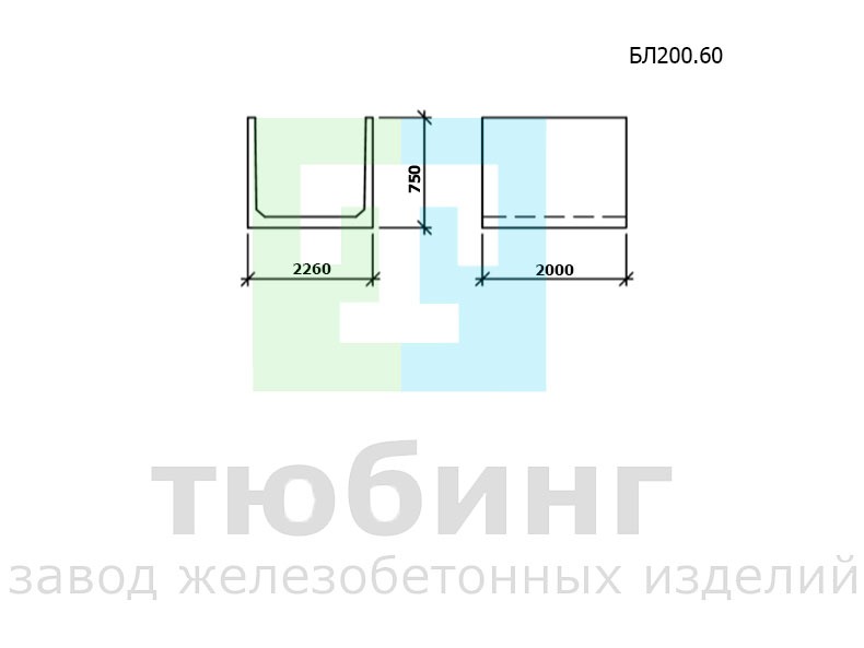 Блок лотка БЛ200.60 по шифру 2338 вып.1