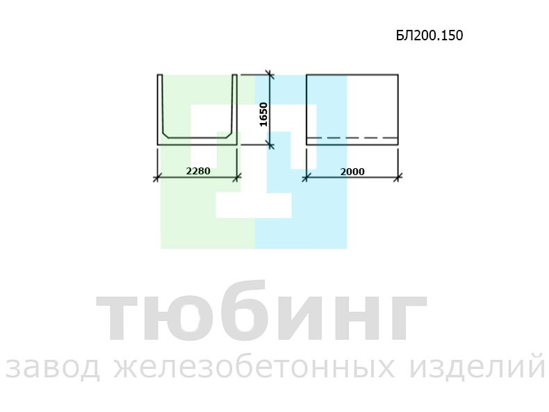 Блок лотка БЛ200.150 по шифру 2338 вып.1