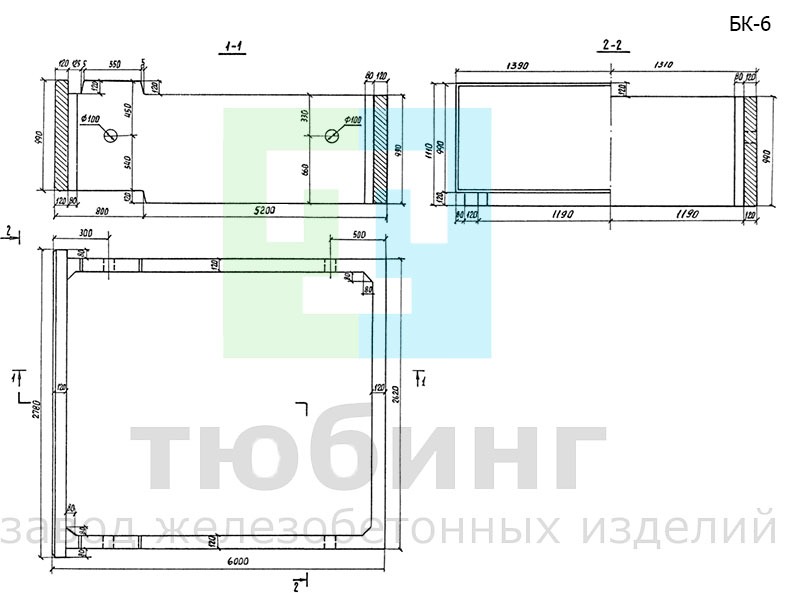 Блок пустотелых стен БК-6 по серии 3.503.1-67, вып.1