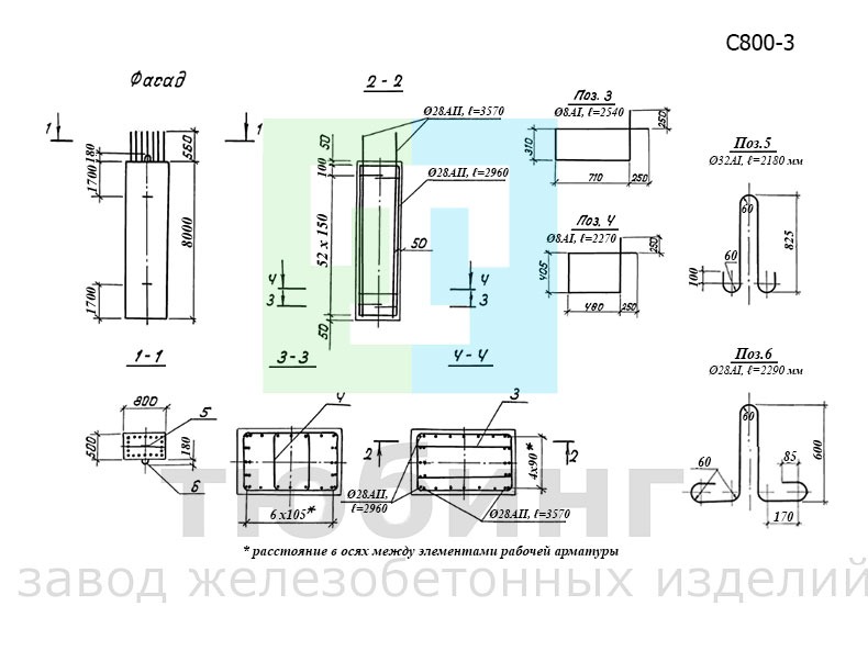 Блок стойки С800-3 по серии 3.503.1-95, вып.2-1