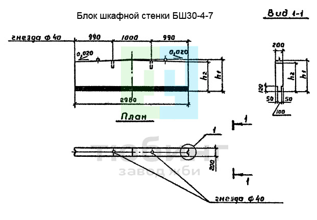 Блок шкафной стенки БШ30-4-7 по серии 3.503.1-79 вып.2