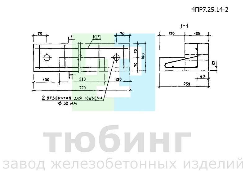 Перемычка фасадная 4ПР7.25.14-2 по серии 1.138-10, вып.11